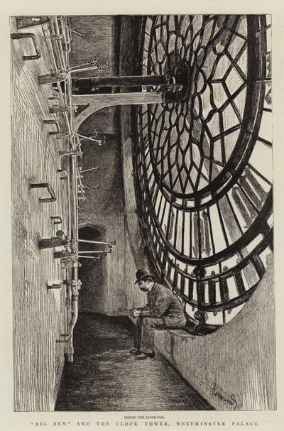 Big Ben og klokketårnet, Westminster Palace af Charles Paul Renouard